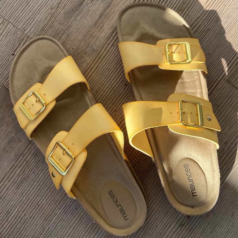 maurices yellow two strap sandals